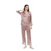 Womens 100% Pure Silk Pajama Set Long Sleeve V-Neck Lightweight Sleepwear With Multiple Pockets French Style Home Loungewear