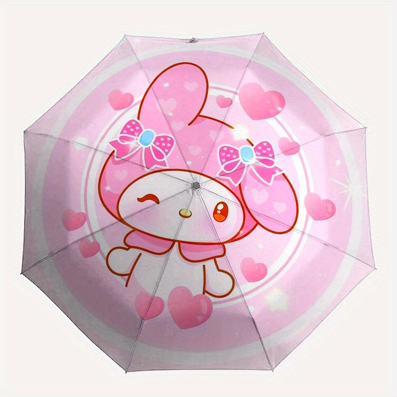 Kawaii, My Melody Automatic Opening and Closing Parasol Compact Travel umbrella with 8 Ribs for Women and Men Ideal Birthday/Christmas Gift,
