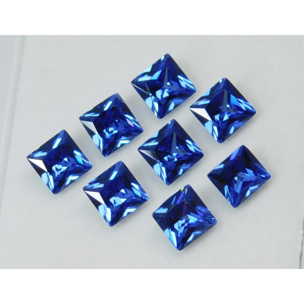 Blue Sapphire Square Cut Ring Size 8 Pcs Natural Loose Gemstone Lot
