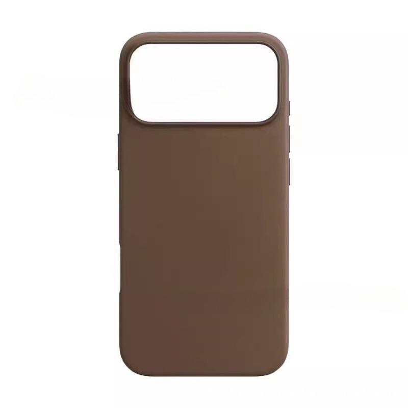 Plain Leather Phone Case for iPhone 17 Pro Max 17Air Wireless Charging Built in Chip&Magnetic Animation Metal Button Back Cover