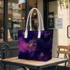 Elegant Purple Golden Flower Tote Bag Fashion Casual Portable Daily Carry Handbag for Women