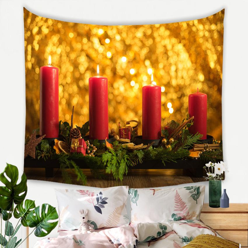 Рождественский новогодний декор, гобелен, гобелен со свечой, настенный художественный гобелен, декор для спальни, домашний декор для гостиной, подарок на Новый год