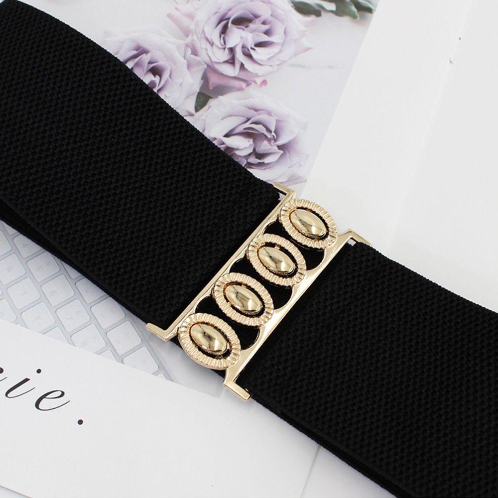 Metal Buckle Stretch Waistband Solid Color Waist Belts Exquisite Decoration Belt