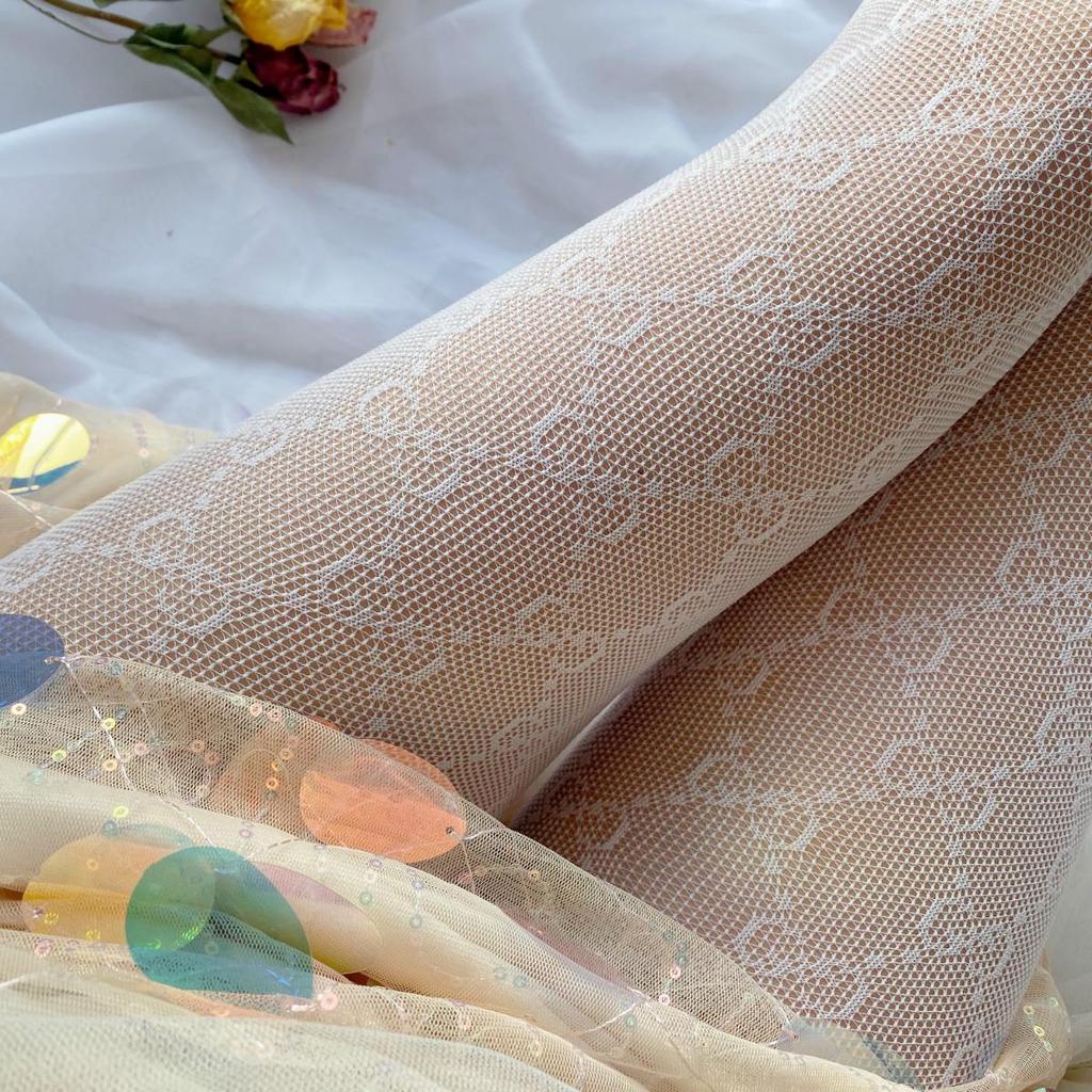 Женские японские милые лолита кружевные белые и черные шелковые сетчатые чулки, тонкие колготки в стиле JK