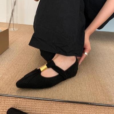 2025 весна и осень новая французская обувь Мэри Джейн с мелким вырезом и внутренней платформой в стиле ретро женская плоская обувь одинарный ремешок балетки