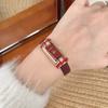Женские часы Ankola Red Belt Макарон Длинные Овальные Трехмерные Маленькие Золотые Слитки Часы