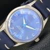 VINTAGE BENRUS HAND-WINDING SWISS MENS BLUE COLOR DIAL WATCH A500431-2 R151c-a500431