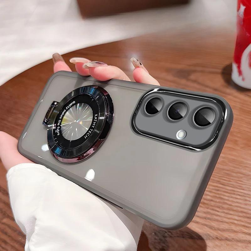 Прозрачный силиконовый магнитный чехол-держатель для Samsung S25 S24 S23 S22 S21 Ultra Plus FE A16 A15 A55 A54 iPhone 16 15 14 13 12 11 Pro Max Plus XSMAX XR