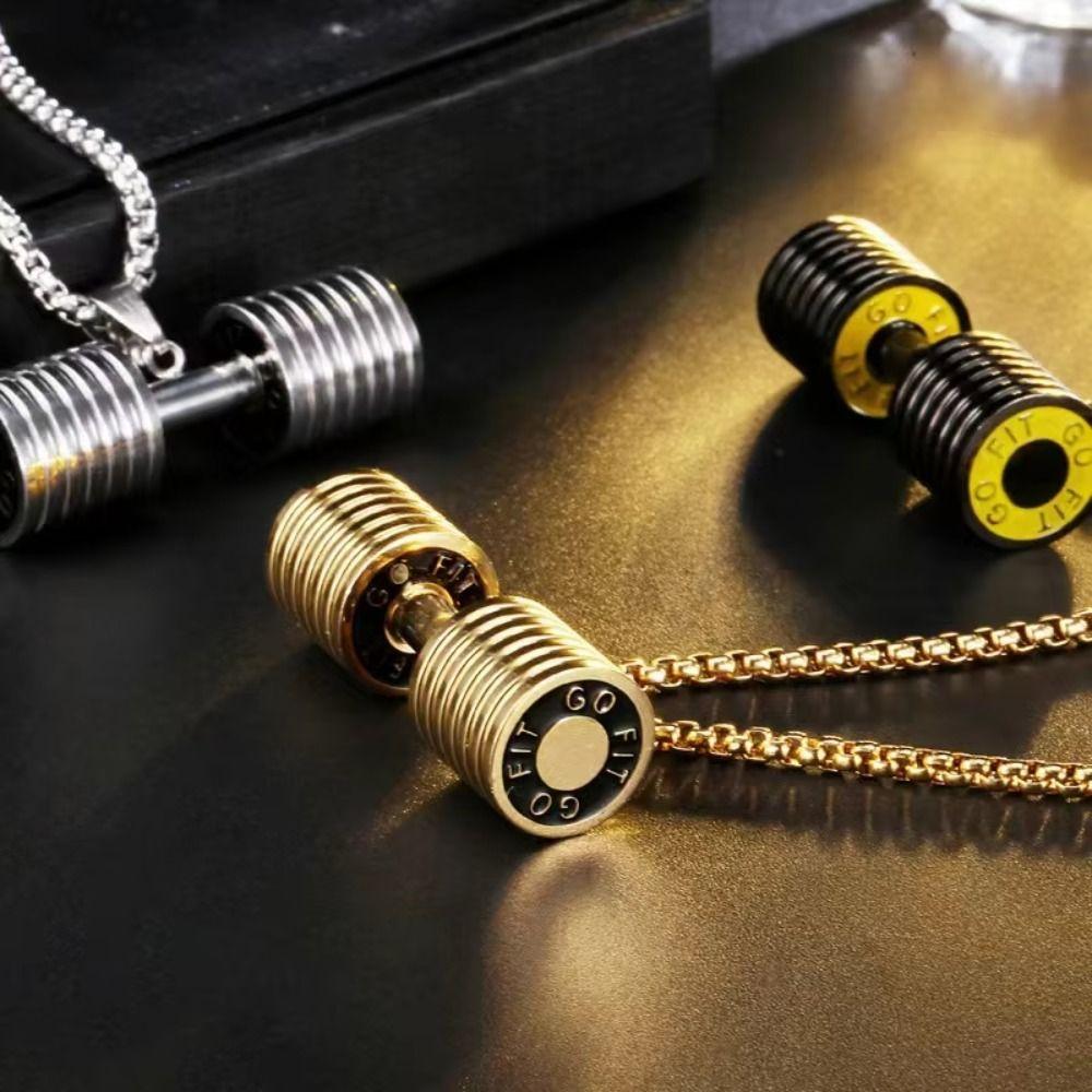Zinc Zinc Alloy Dumbbell Necklace Strength Training Dumbbell Sports Necklace Bodybuilder