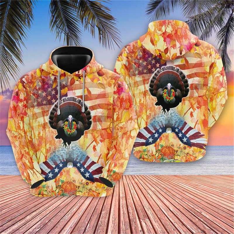 3D Happy Thanksgiving Printed Pullovers Turkey Lover Hoodies For Men Clothes Casual Farm Pumpkin Graphic Sweatshirts Boy Gifts