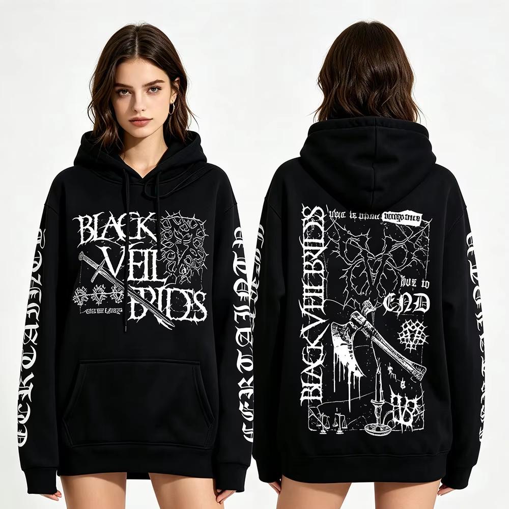 Горячая Распродажа Уверенность Худи Черный Veil Brides Рок-группа Уличная Одежда Худи Мужчины Женщины Мода Готический Повседневный Свитшот Модный Уличный Стиль для Повседневных Образов