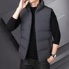 Men Down Vest Autumn Winter Stand Collar Warm Windproof Dual Pockets Zipper Closure Casual Solid Color Male Sleeveless Waistcoat Top