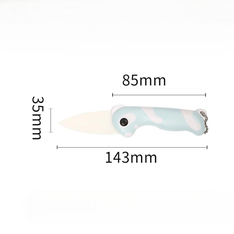 Cute Cartoon Ceramic Cutter Plastic Handle Folding Fruit Knife Kitchen Kids Auxiliary Knives Mini Portable Sharp Knife Peeler