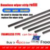 2pcs High Quality Boneless Rubber Car Wiper Blade Refill Strips Windscreen 6mm 14"16"17"22"24"26"28" Windshield Car