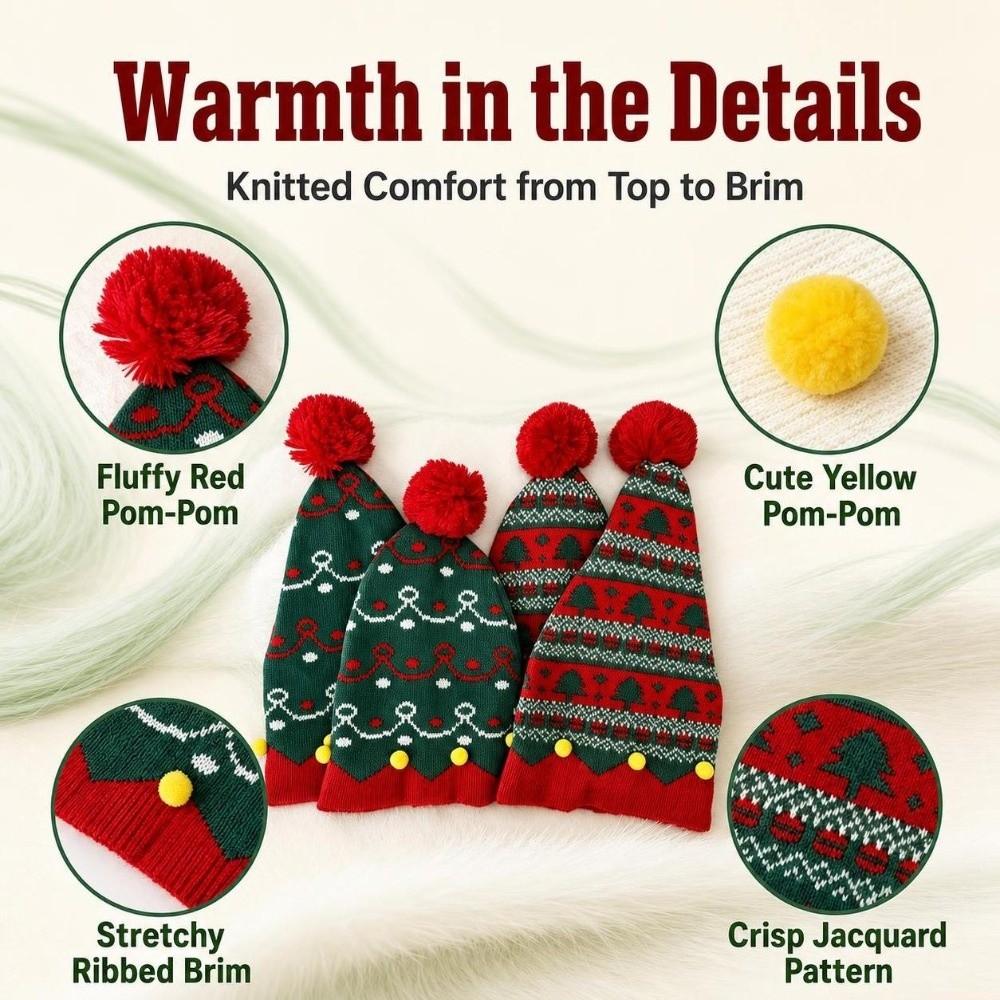 Warm Xmas Baby Beanie Knit Hat Crochet Christmas Tree Santa Hat Adults Children
