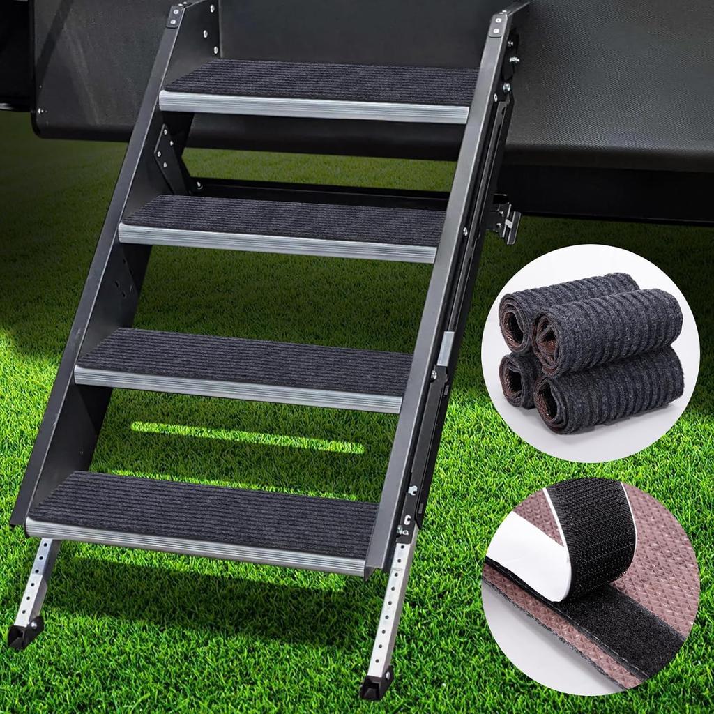 RV Step Covers 3 Pack 22" Wide x 7.5" Deep Camper Step Covers, Non Slip RV Stair Treads for Travel Trailers, Mobile Home, Motorhome (Gray)