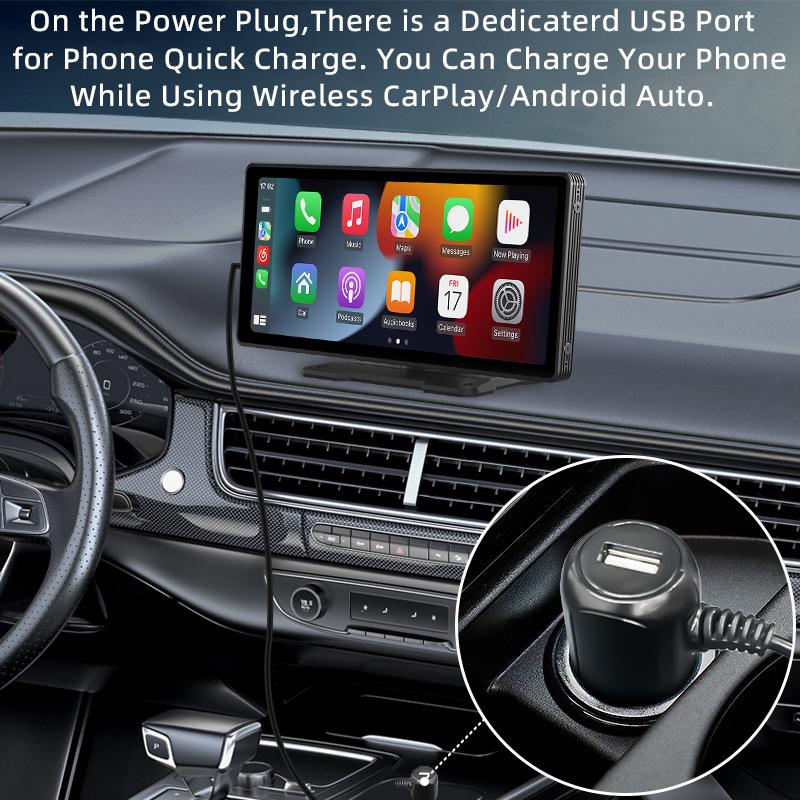 9,3-дюймовый портативный автомобильный радиоприемник CarPlay Android с сенсорным экраном мультимедийного видеоплеера с камерой заднего вида с дистанционным управлением