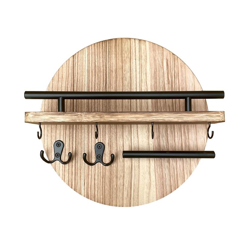 1 шт. деревянные крючки в стиле ретро, круглая стойка для хранения вещей, практичная настенная карбонизированная цветная подставка для ключей, украшение для входа, хранение