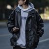 Men's Autumn American Fashion Loose Fit PU Leather Pilot Jacket