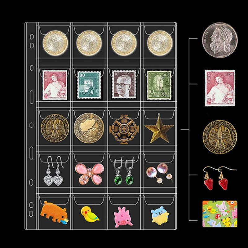 Портативный набор для коллекционирования монет, многокарманный ПВХ, прозрачный альбом для филателистической книги с отрывными листами и защитой на молнии