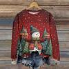 Women's Fashion Christmas Printed Long Sleeve Loose Round Neck Sweatshirt Top