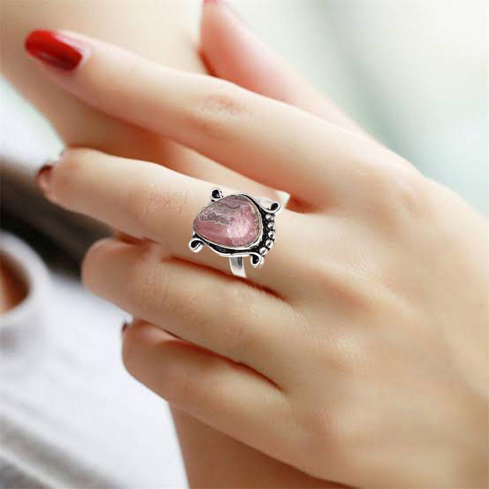 Rhodochrosite Gemstone Handmade Silver Jewelry "9"