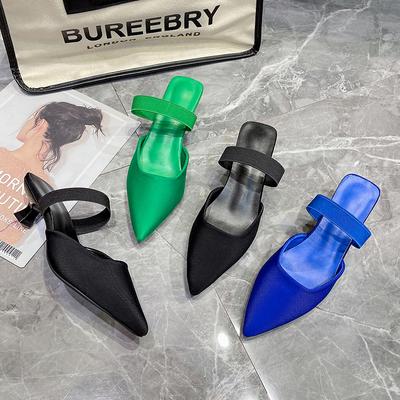 Модные элегантные женские туфли Muller, сексуальные туфли с острым носком, женские сандалии, летние 2024 г., женские тапочки с неглубоким носком