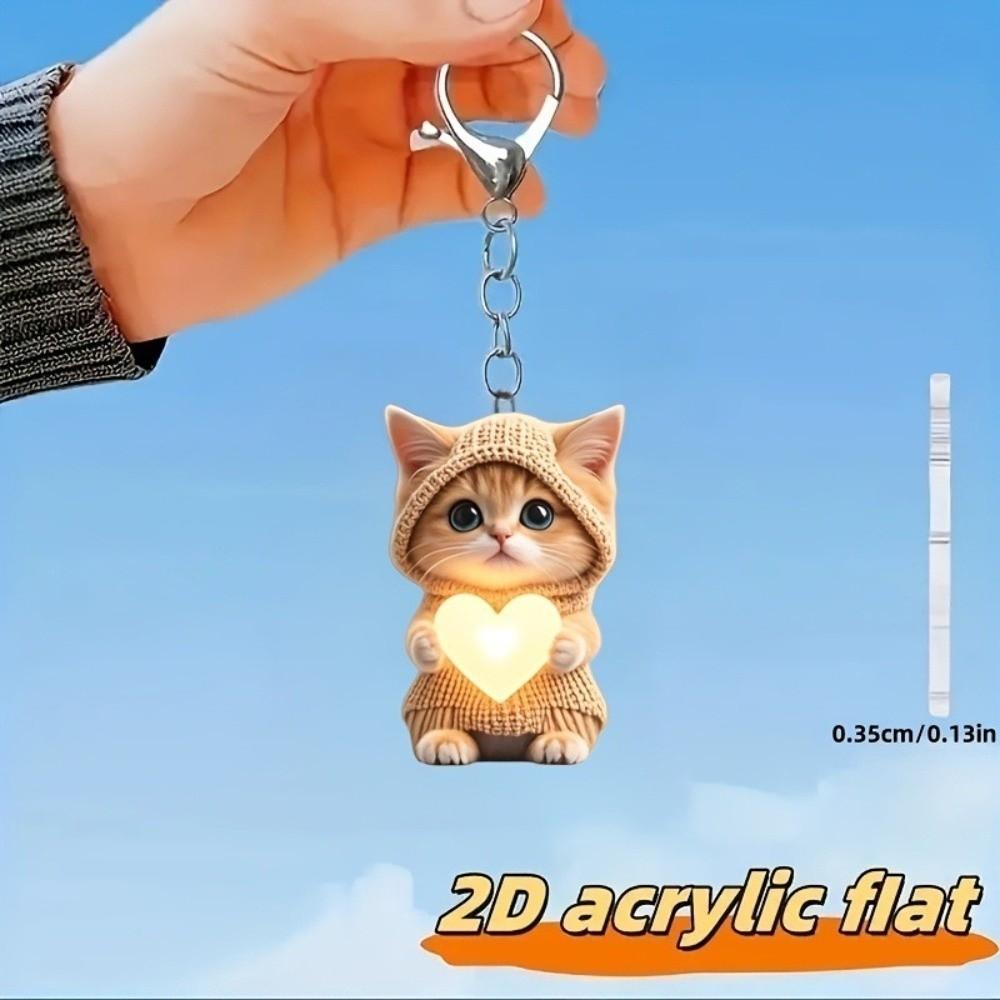 Mini Cat Keychain Cute Hanging Ornament Keyring Cat Acrylic Pendant Girls Women