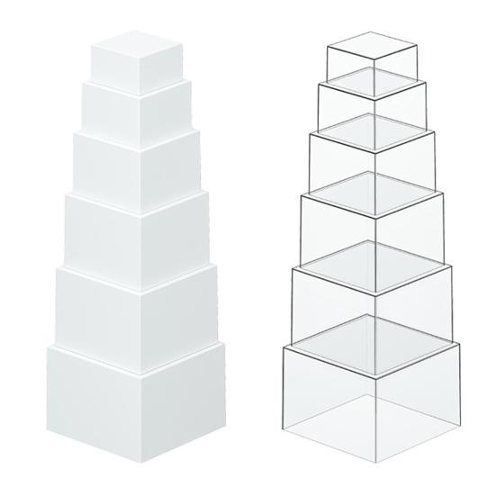 6 шт. Подставки для шведского стола, подставки для демонстрации еды, многоцелевая штабелируемая подставка для дисплея, кубическая коробка, вложенные подставки с полыми основаниями