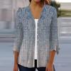 Women's Shirt Blouse Outerwear Print 3/4 Length Sleeve Casual Holiday Basic Button Tops