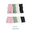 Kaslead New Arrival Women's Fashion Style Fashion Minimalist Sleeveless Button Decoration Vest Casual Shorts Suit
