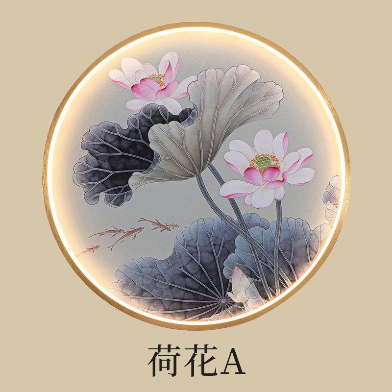 Настенный светильник в китайском стиле для гостиной, украшение со светом, хрустальная фарфоровая фреска, домашний декор, круглый светильник Zen Free Wiring Porch Light