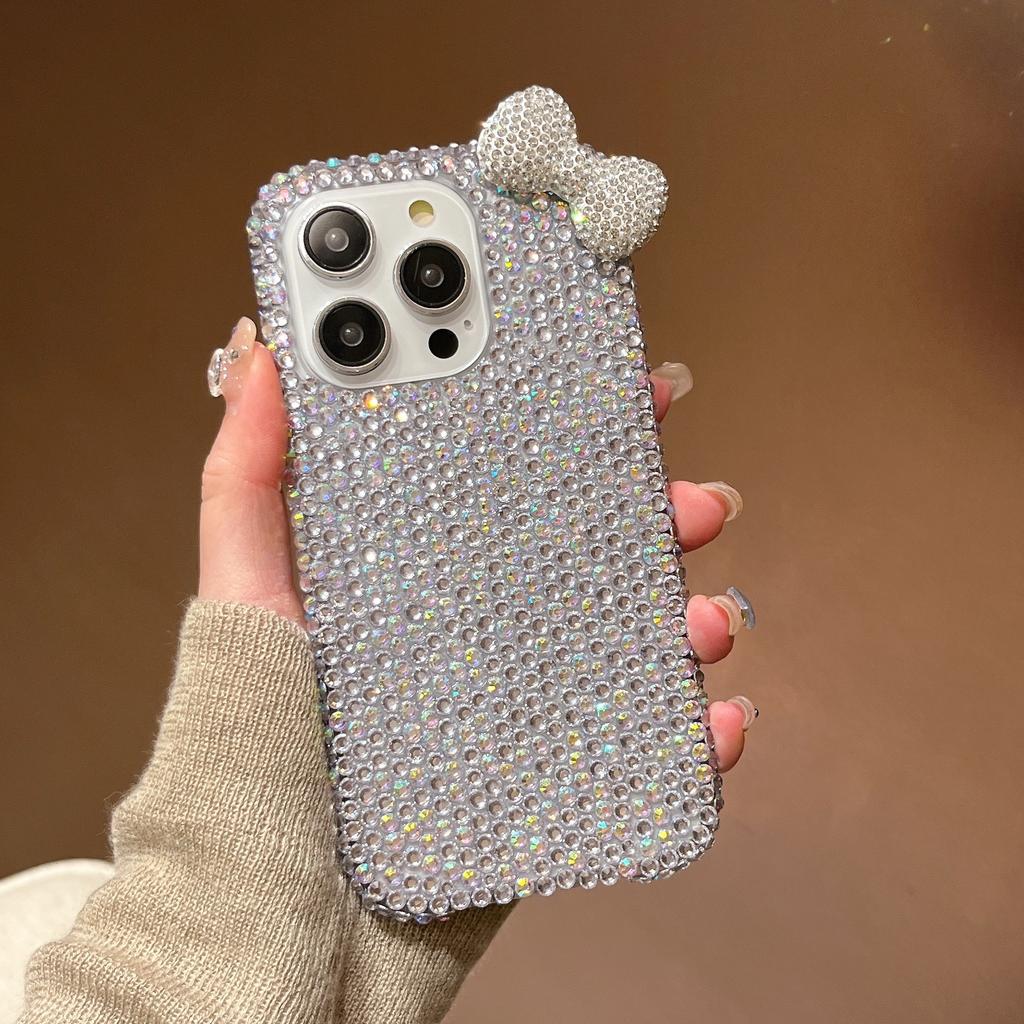 Applicable To Apple 16 Full Diamond Bow Mobile Phone Case IPhone 15 ProMax Luxury Fairy 14 Drop Protection Case