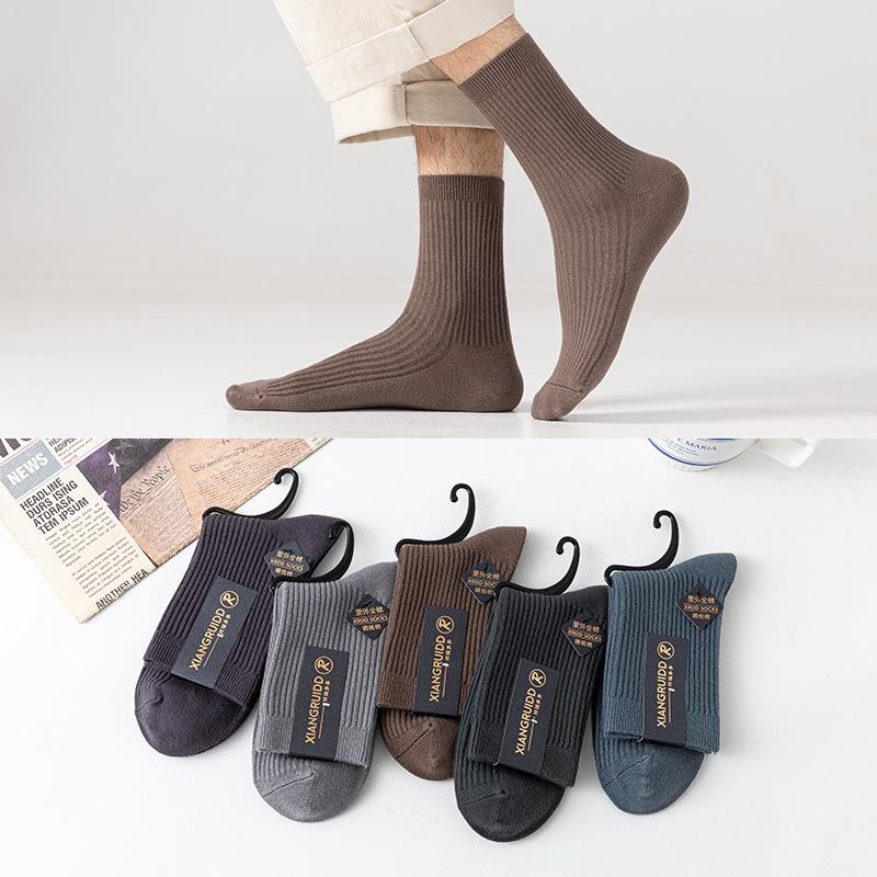 Socks Men'S Pure Cotton Sweat-Absorbing Double-Needle Medium Tube Socks Cotton Casual Men'S Deodorant Cotton Socks Zhuji Men'S Socks