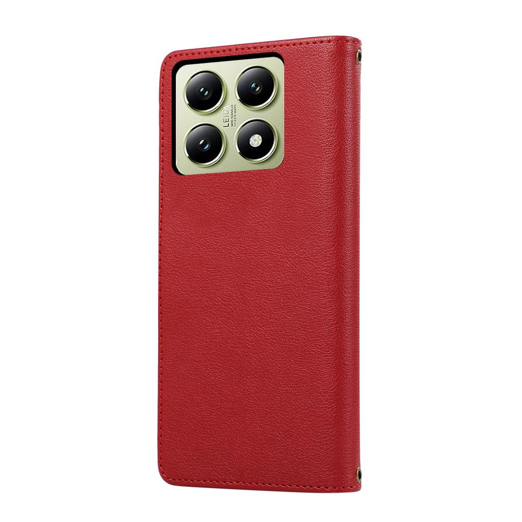 Чехол для Xiaomi 14T Pro, кожаный чехол для телефона на молнии с несколькими отделениями для карт и ремешком на запястье