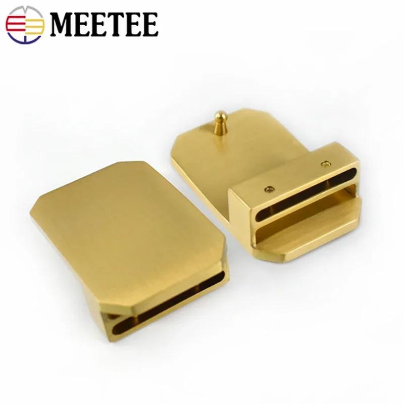 Meetee 35/40 мм Латунная Пряжка для Ремень Пояс Гладкий Хвост Зажим Застежка Замена Головки Ремень DIY Швейная Фурнитура Аксессуары