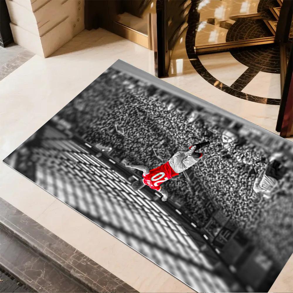 Football Player Action Area Rug Design for Study room Dormitory Playrooms Outdoor Antislip Carpet Decorate Offices