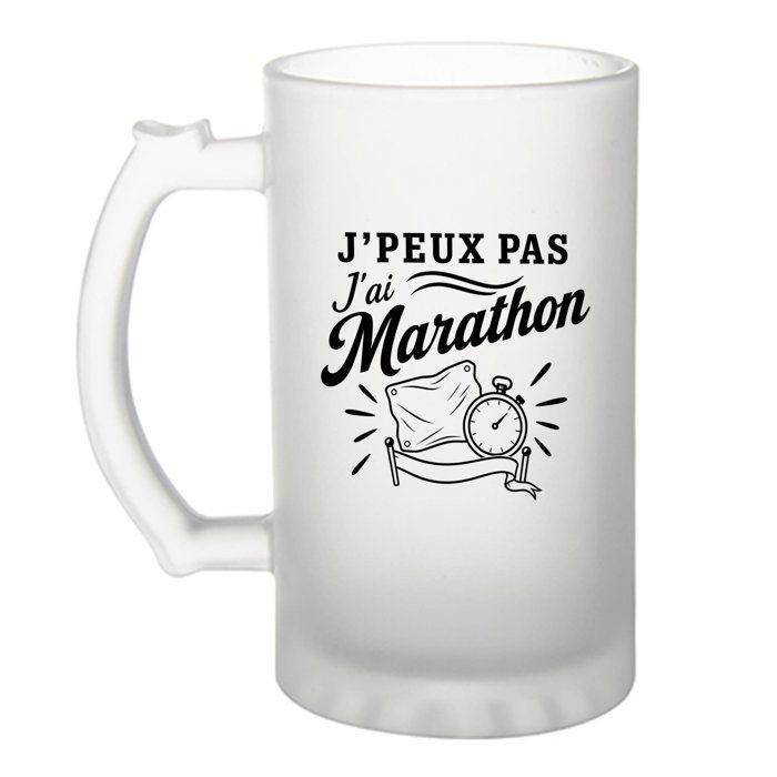 Chope - PLANETEE - J'peux pas minimaliste - Verre trempé givré - 470 ml - Anse recto-verso
