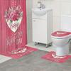 Набор из 4 предметов: шторка для душа для ванной комнаты, розовые цветы, шторка для ванной с 12 крючками, нескользящие коврики, коврик для крышки унитаза, перегородка для ванной
