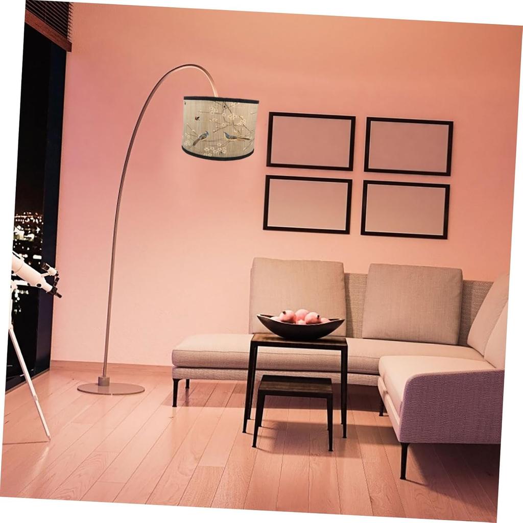 Абажур для барабанной лампы E27 Винтажный абажур Птицы Цветок Люстра Лампа Сменные световые аксессуары для подвесного торшера, 30X30x20СМ