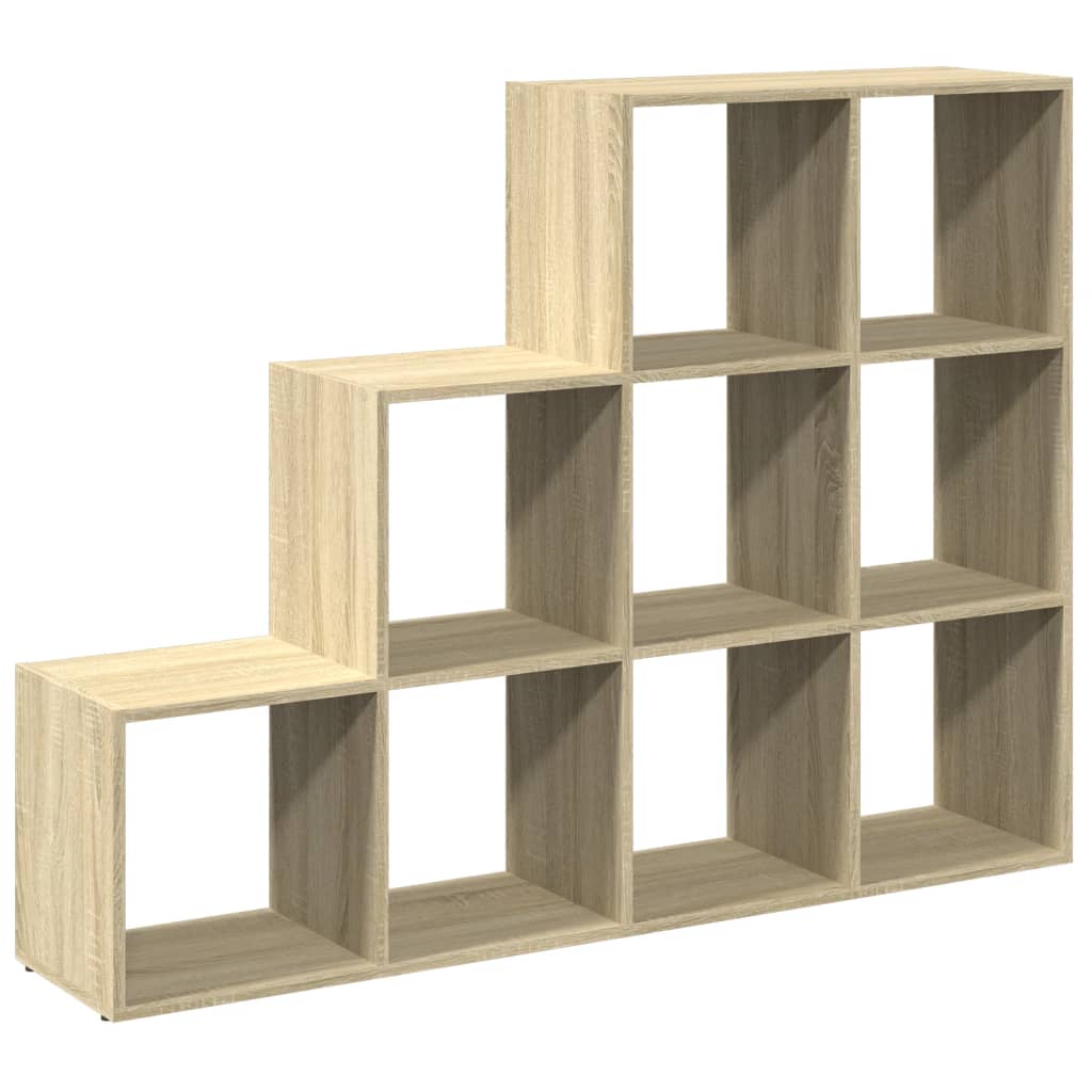 Room Divider Bookshelf 3 Tier Sonoma Oak 137.5 x 29 x 103.5 cm
