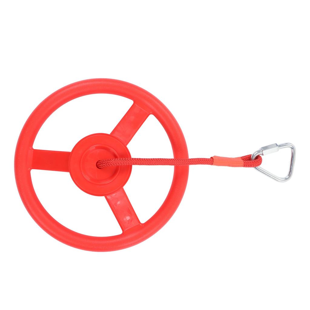 Children Gym Rotating Wheel Plastic Directional Wheel Kids Outdoor Fitness Exercise Wheel with Rope Red