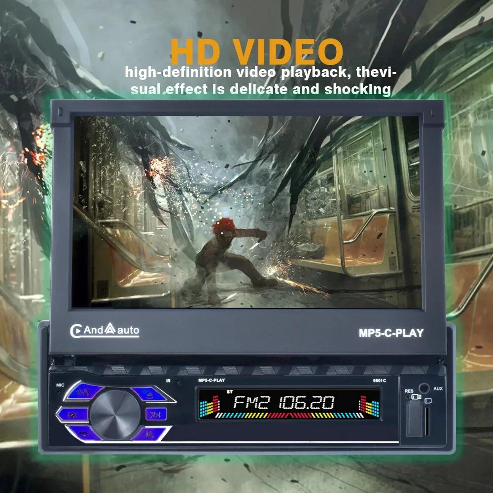 TOYOUSONIC 7-дюймовый автомобильный радиоприемник с выдвижным экраном, универсальный мультимедийный видеоплеер CarPlay Android Auto USB BT 1 Din MP5 Stereo