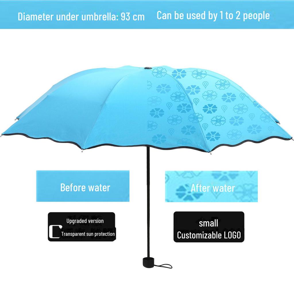 UV Protective Black Folding Sun Umbrella - Anti-Ultraviolet Women's Sunshade with Custom Logo