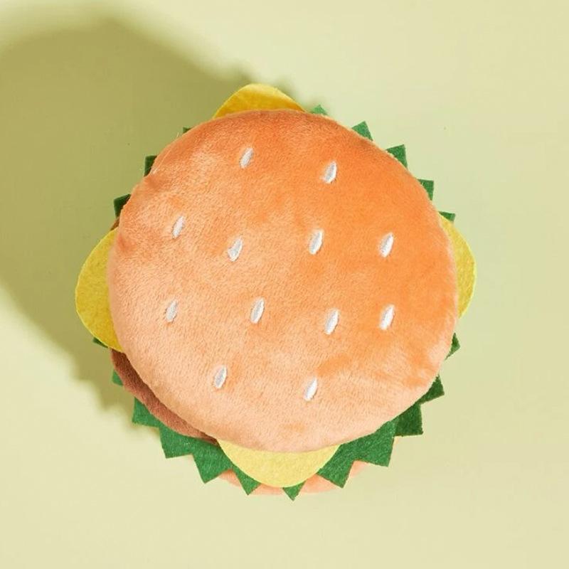 New Eco-Friendly Pet Plush Dog Toys Simulation Burger Cartoon Bite Resistant Chew Toy