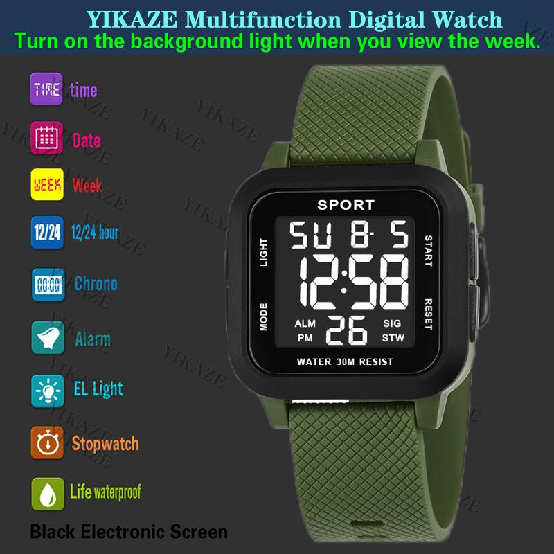 Sports Watch Men Digital Alarm Chrono Clock Waterproof Military Watches LED Electronic Wristwatch