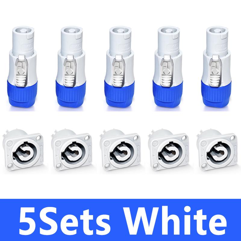NAC3FCA NAC3FCB 3Pin Power Connector LED Speakon Male Plug Blue (Input)+White (Output) Plug+Female Socket 20A 250VAC