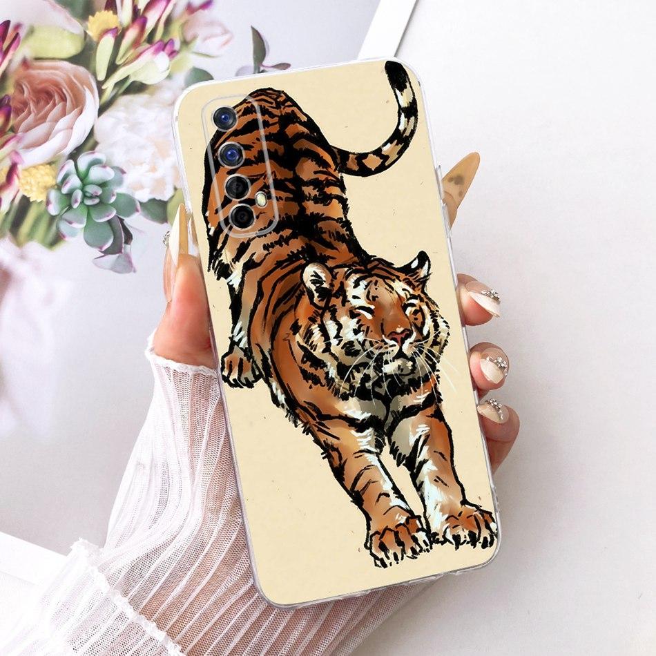 For Realme 7 RMX2151 / Realme 7 Pro RMX2170 Cool Dragon Tiger Pattern Phone Case For Realme7 RMX2155 Soft Silicone TPU Cases