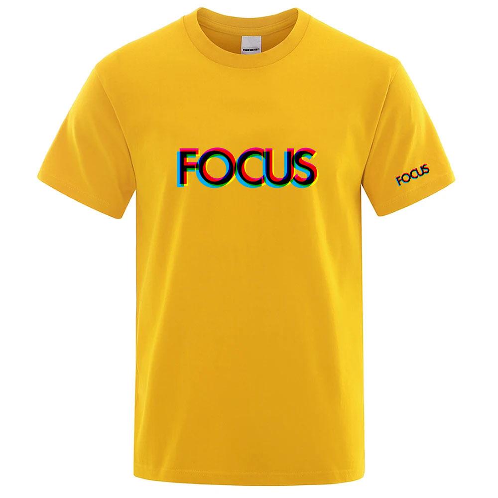 Focus Letter 2025 Unisexs Fashion Trendy Round Neck Tshirt Versatile Short Sleeve Shirt Outdoor Trendy Breathable Fashion Top