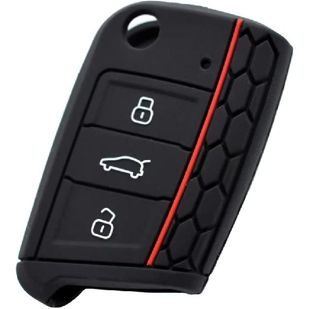 Key Fob Cover Silicone Keyless Remote Protector Sleeve Case Holder Compatible with VW Volkswagen Tiguan Golf Polo Jetta Passat